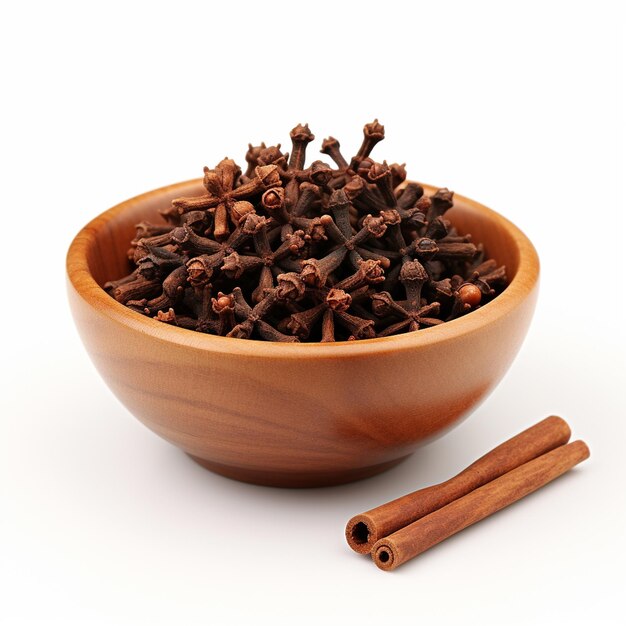 Photo a clove in bowl on white background