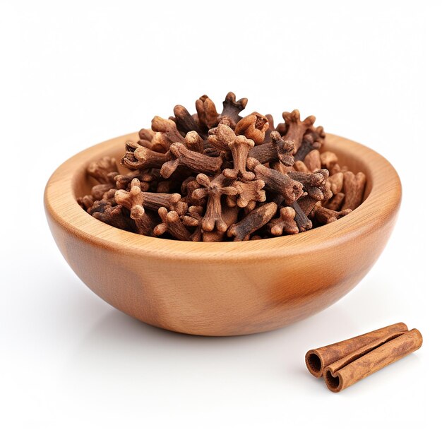 Photo a clove in bowl on white background