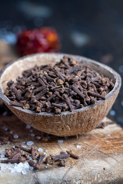 Clove spices on the table during the cooking of food