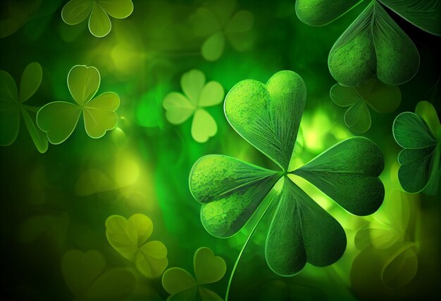 Clover background bokeh wide copyspace Generative AI