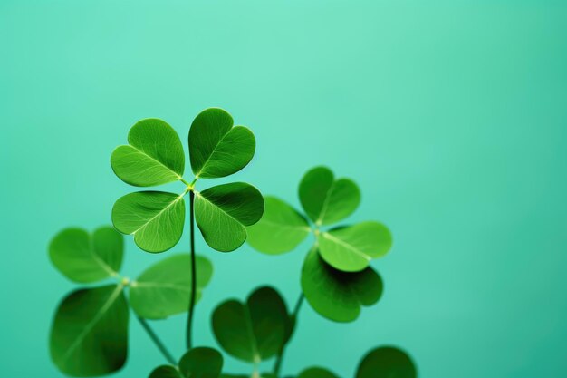 Clover on green background Stem with leaves Green plant Clover for good luck Saint Patricks Day Botany