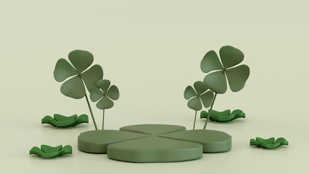 Clover leave shape stage podium stage for product 3D rendering