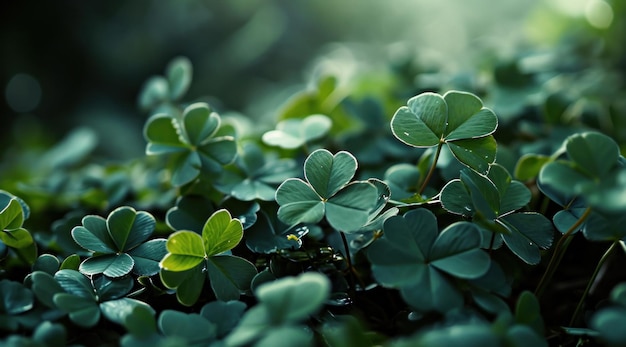 the clover leaves are on a green background