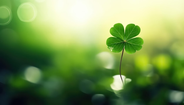 Clover with blurred background with space for text concept StPatrick s Day