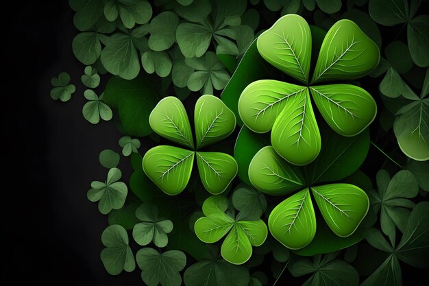 Clovers background on St Patrick's Day generative ai