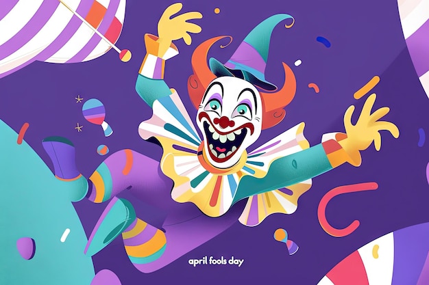 Photo clown april fools joker day poster llustration