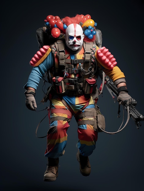 The Clown Battalion A Dynamic Aerial Spectacle in Tactical Gear parachuting