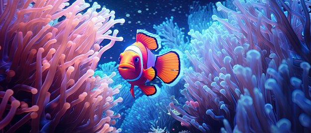Photo a clown fish is in an aquarium with an orange and white clown fish