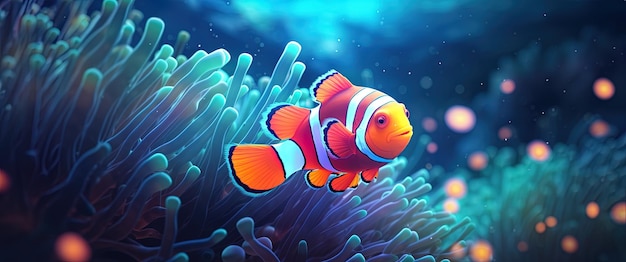 Photo a clown fish is in an underwater tank with an orange clown fish