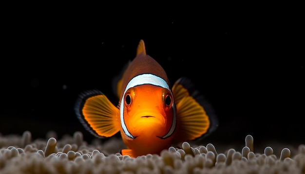 Clown fish swimming in vibrant coral reef generated by AI