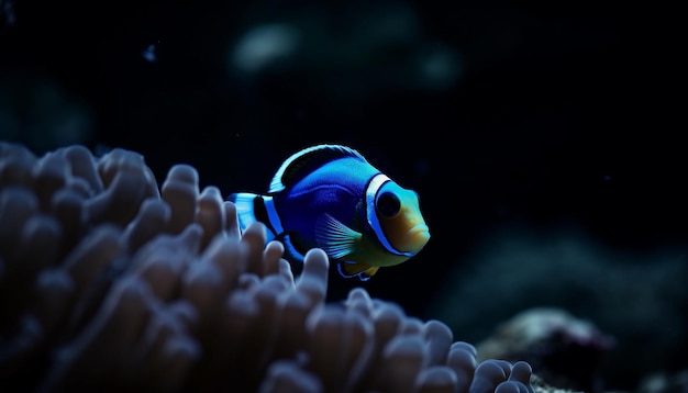 Clown fish in symbiotic relationship with coral generated by AI