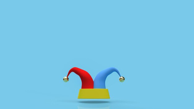 Photo the clown hat on blue background for funny concept 3d rendering