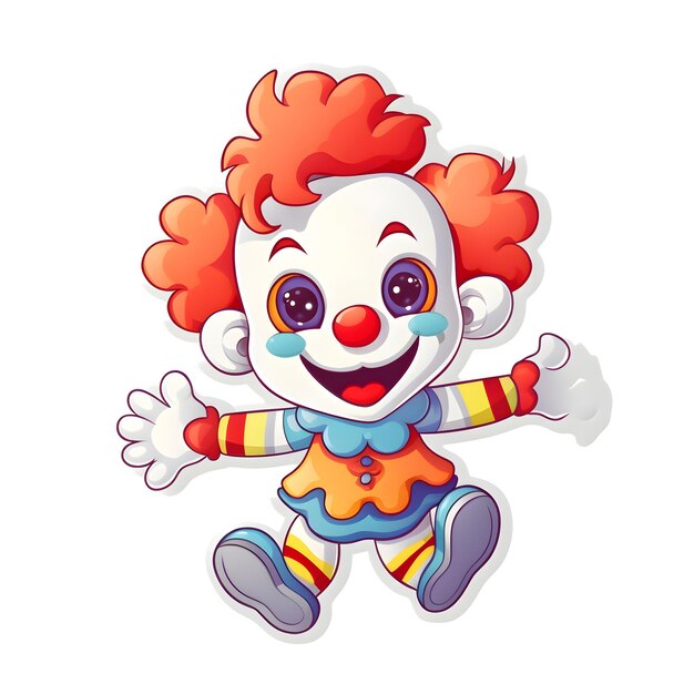 Photo clown isolated on white background cartoon style vector illustration