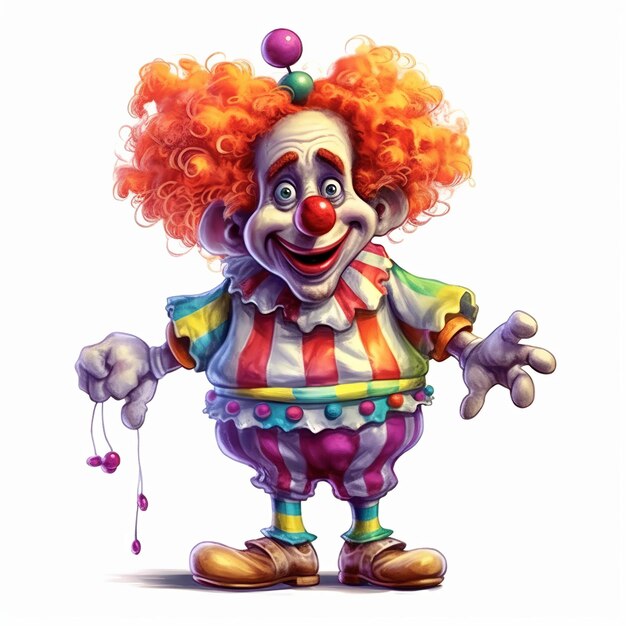 Clown isolated on white Generative ai