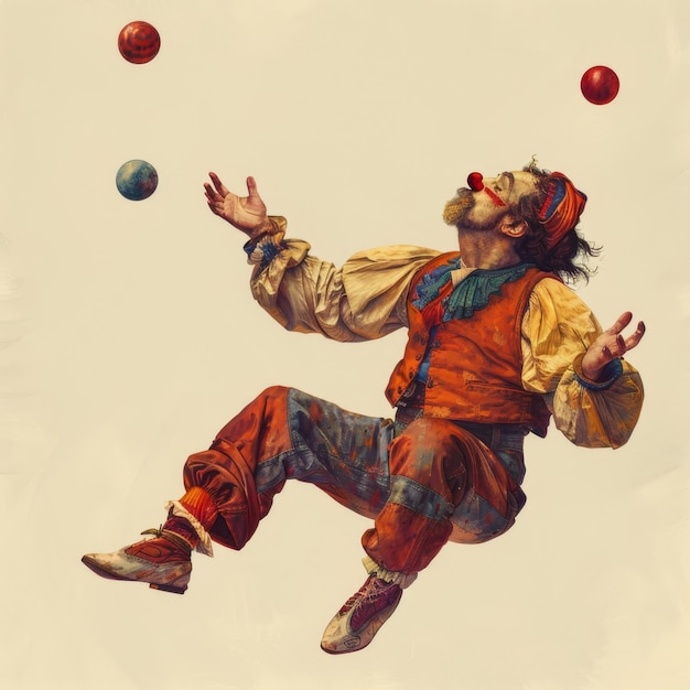 A Clown Juggling Balls