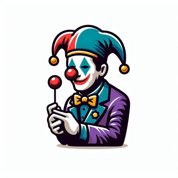 Clown met ballon cartoon personage geïsoleerd