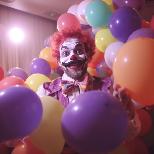 clown op een feestje met ballonnen