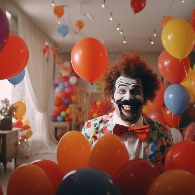 клоун на вечеринке с воздушными шарами