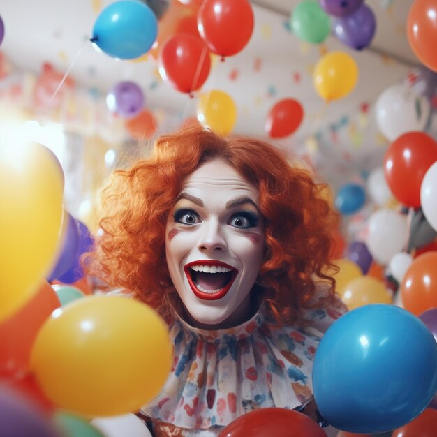 clown in a party with balloons