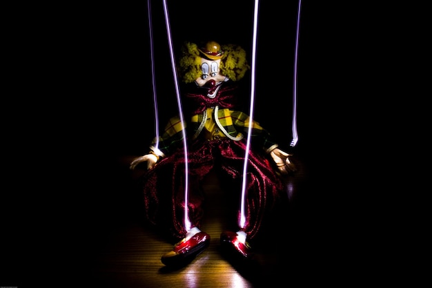 Photo clown puppet on stage