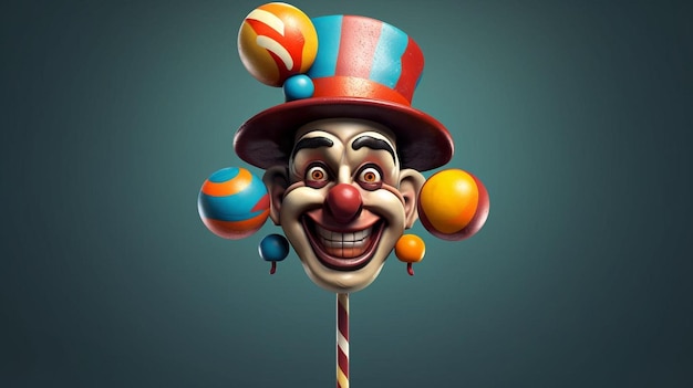 A clown with a big smile on his face