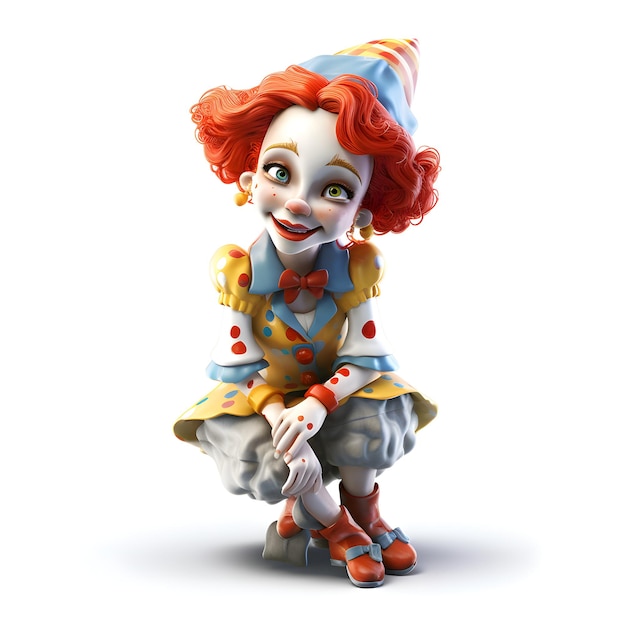 Clown with a book on a white background 3d illustration