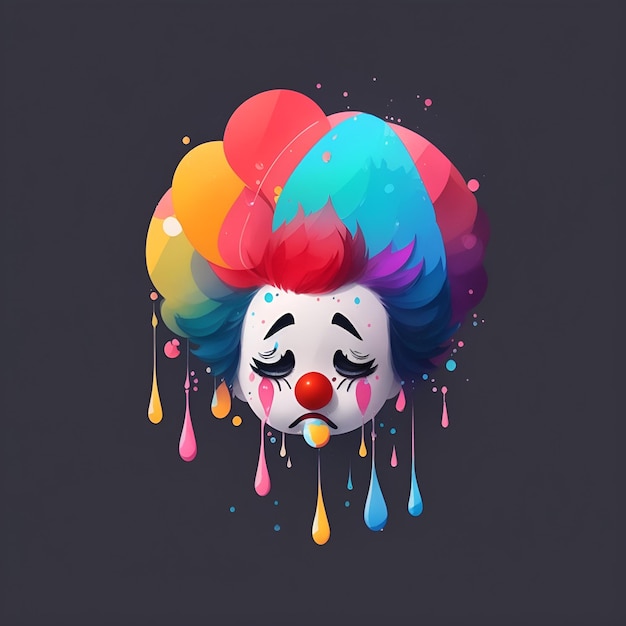 A clown with a face that has the word clown on it.