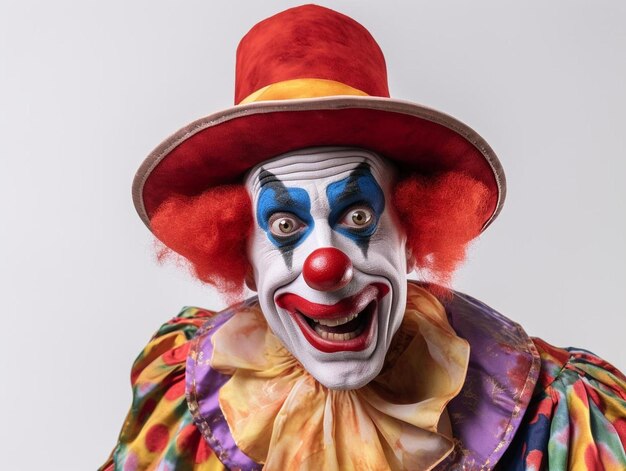 Foto un clown con un cappello rosso e un cappelli rosso