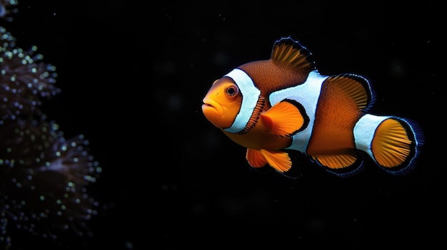 Photo clownfish in the dark background