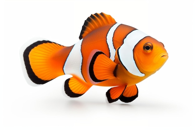Clownfish Marine Animal Isolated on White Background Generative AI