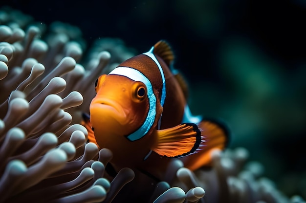 Clownfish Marine Life Anemone Reef Neural network AI generated