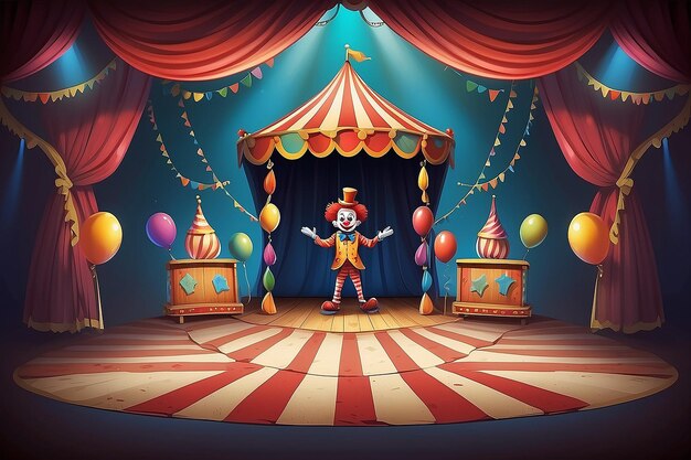 Clowning Around CartoonStyle Stage with Circus Act