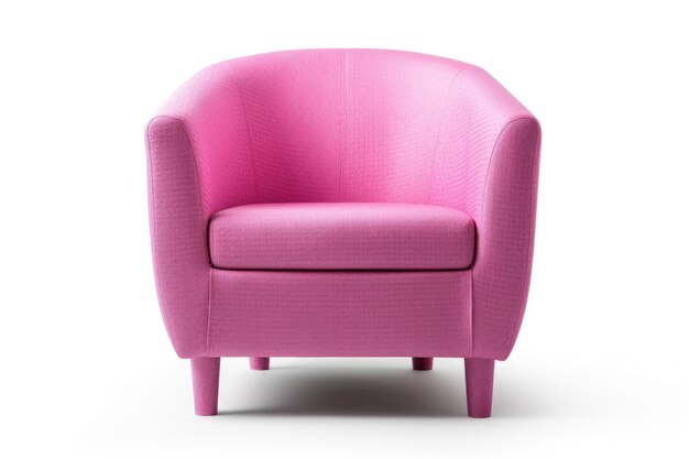 Club Chair in Soft Vibrant Pink Woven Fabric Isolated on White background Generative Ai