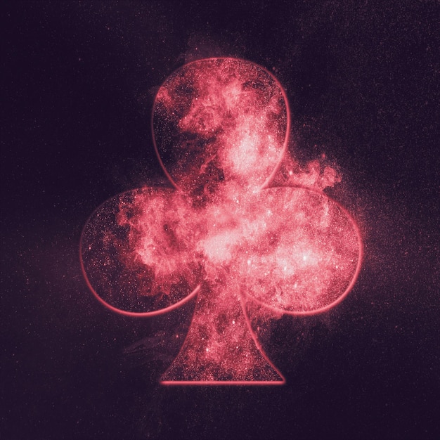 clubs symbol. playing card. abstract night sky background