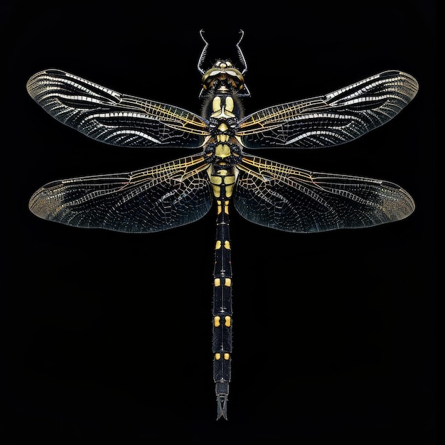 Photo a clubtail dragonfly on dark background top view