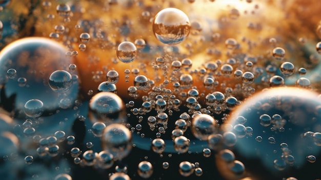 Кластер пузырьков на поверхности воды ИИ создал иллюстрацию