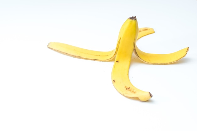 Cluster of bananas isolated on white background.