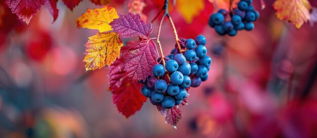 Cluster of Blue Berries Hanging From Tree