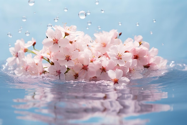 Photo a cluster of cherry blossoms floating on water