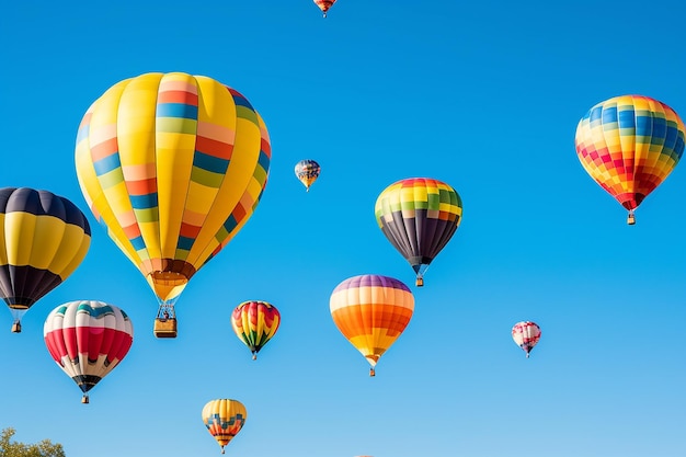 a cluster of colorful hot air balloons floating AI generated