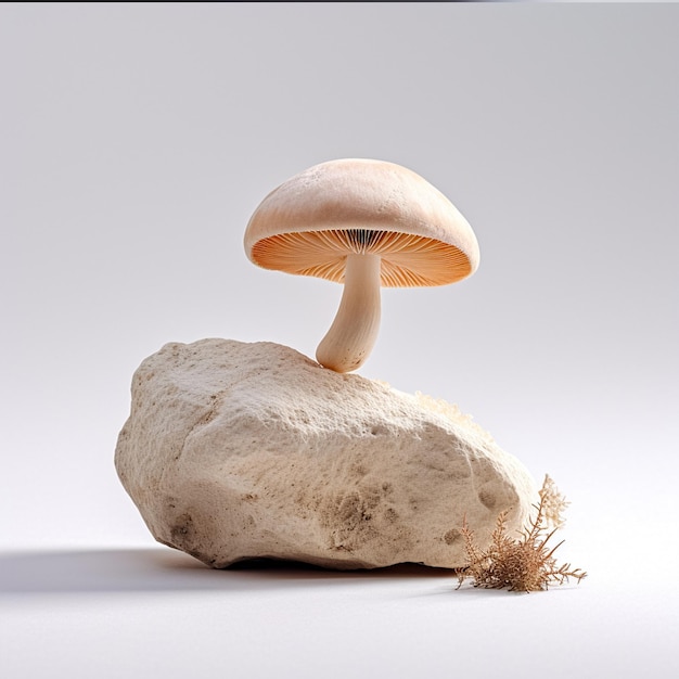 Cluster of fresh brown shimeji mushrooms close up shimeji mushrooms on a light background with stone