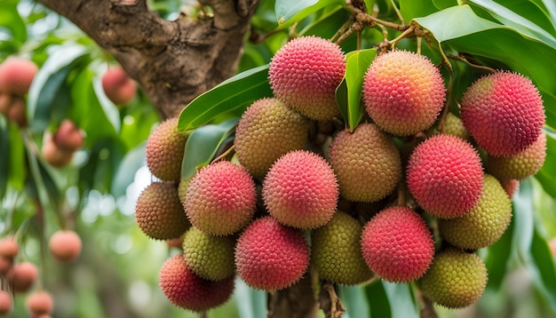 Photo a cluster of fruit that is growing on a tree