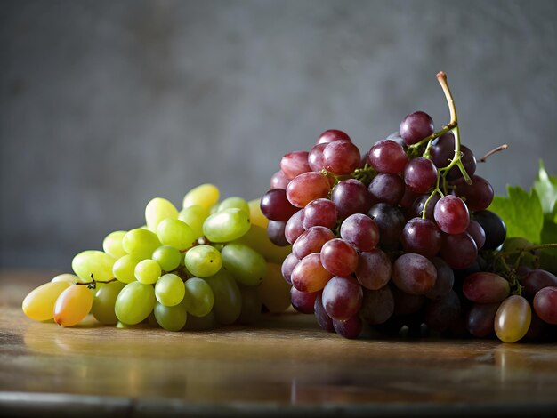 A cluster of grapes on the table