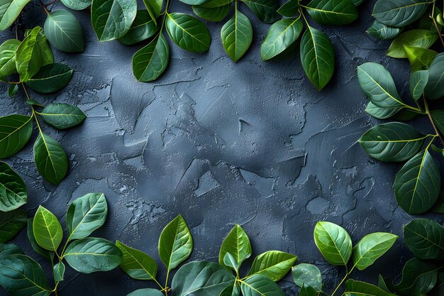 Cluster of Green Leaves on Dark Background Generative AI