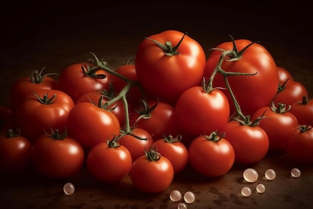 Photo a cluster of plump juicy tomatoes