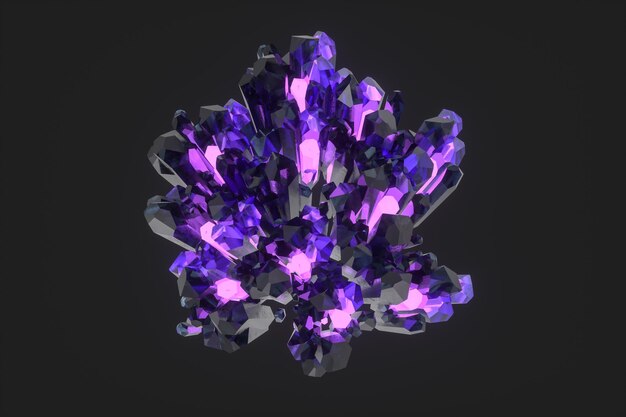 A cluster of precisioncut magic crystal science fiction and magic theme 3d rendering computer digital background