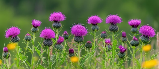 Cluster of Purple Flowers in Field