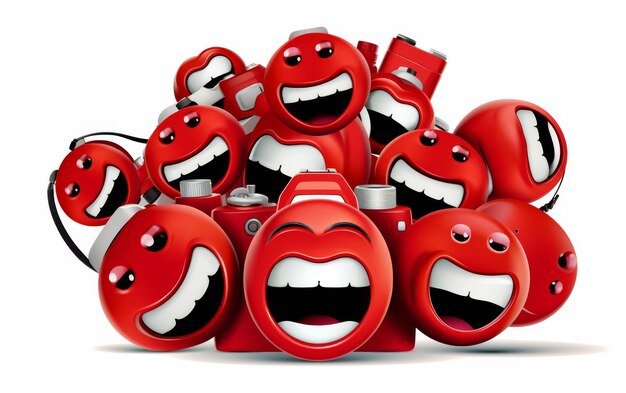 Photo cluster of red and white objects with mouths