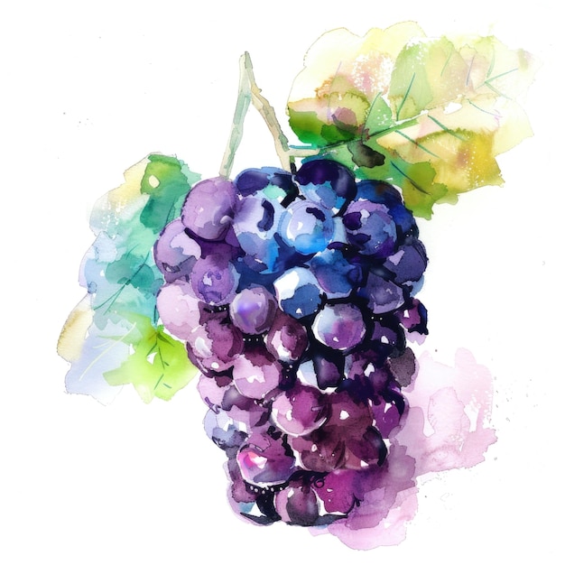 A cluster of ripe blackberries is elegantly captured in this watercolor