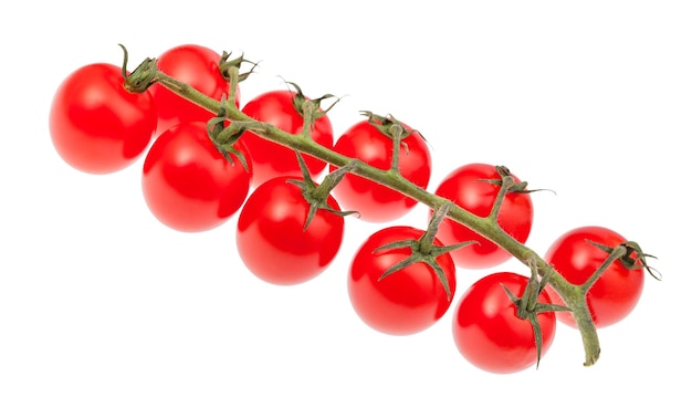 分離された熟した赤いチェリー トマトのクラスター